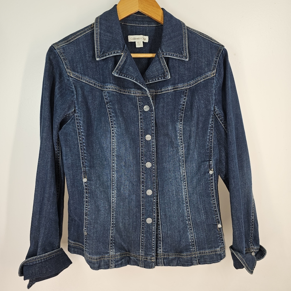 Navy blue denim jacket by Coldwater Creek size 14